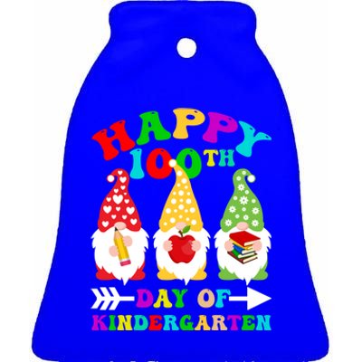 Happy 100th Day Of Kindergarten Gnome Teachers Students Meaningful Gift Ceramic Bell Ornament