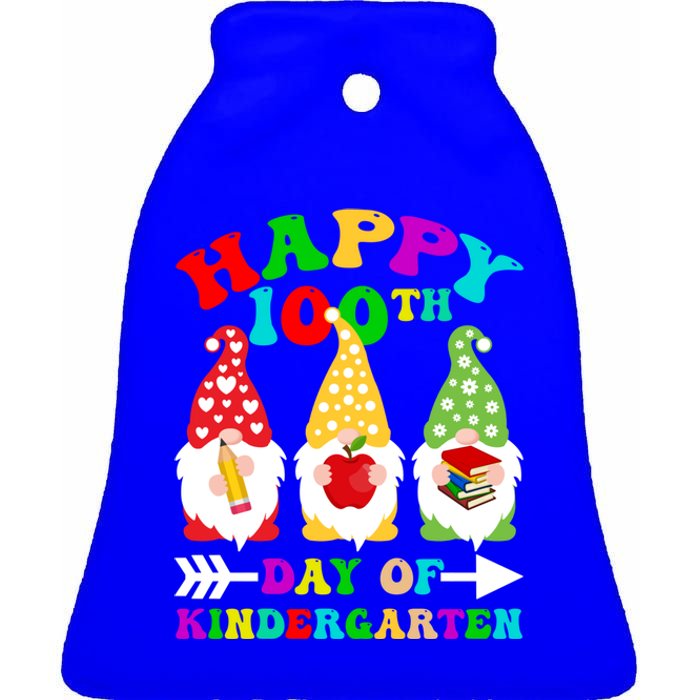 Happy 100th Day Of Kindergarten Gnome Teachers Students Meaningful Gift Ceramic Bell Ornament