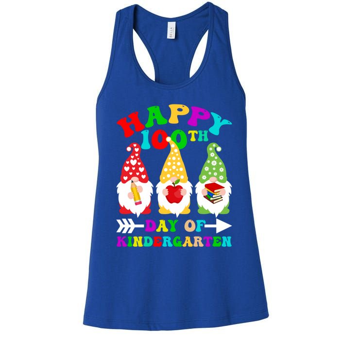 Happy 100th Day Of Kindergarten Gnome Teachers Students Meaningful Gift Women's Racerback Tank