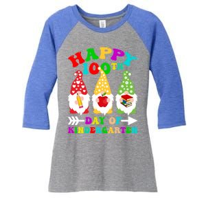 Happy 100th Day Of Kindergarten Gnome Teachers Students Meaningful Gift Women's Tri-Blend 3/4-Sleeve Raglan Shirt