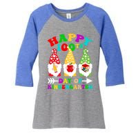 Happy 100th Day Of Kindergarten Gnome Teachers Students Meaningful Gift Women's Tri-Blend 3/4-Sleeve Raglan Shirt