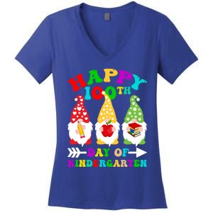 Happy 100th Day Of Kindergarten Gnome Teachers Students Meaningful Gift Women's V-Neck T-Shirt