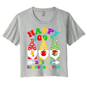 Happy 100th Day Of Kindergarten Gnome Teachers Students Meaningful Gift Women's Crop Top Tee