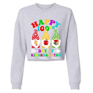 Happy 100th Day Of Kindergarten Gnome Teachers Students Meaningful Gift Cropped Pullover Crew