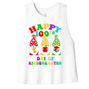 Happy 100th Day Of Kindergarten Gnome Teachers Students Meaningful Gift Women's Racerback Cropped Tank