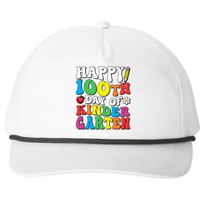 Happy 100th Day Of Kindergarten Teacher 100 Days Groovy Gift Snapback Five-Panel Rope Hat