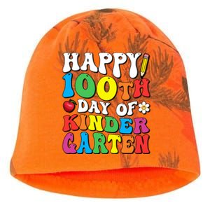 Happy 100th Day Of Kindergarten Teacher 100 Days Groovy Gift Kati - Camo Knit Beanie