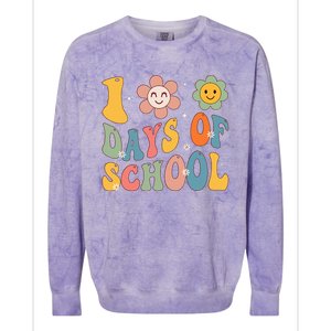 Happy 100th Day Of School Groovy 100 Days Of School Teacher Colorblast Crewneck Sweatshirt