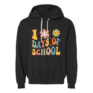 Happy 100th Day Of School Groovy 100 Days Of School Teacher Garment-Dyed Fleece Hoodie