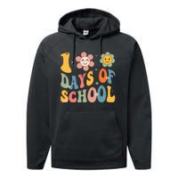 Happy 100th Day Of School Groovy 100 Days Of School Teacher Performance Fleece Hoodie