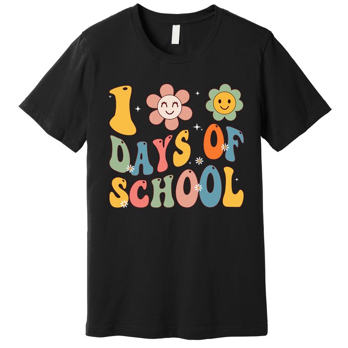 Happy 100th Day Of School Groovy 100 Days Of School Teacher Premium T-Shirt