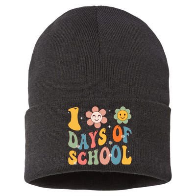 Happy 100th Day Of School Groovy 100 Days Of School Teacher Sustainable Knit Beanie