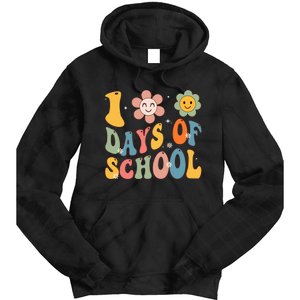 Happy 100th Day Of School Groovy 100 Days Of School Teacher Tie Dye Hoodie