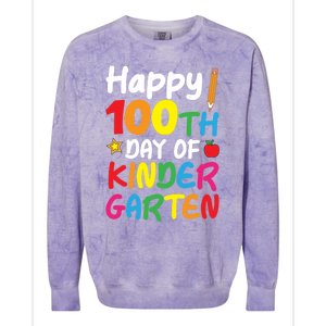 Happy 100th Day Of Kindergarten Teacher Or Student Cool Gift Colorblast Crewneck Sweatshirt