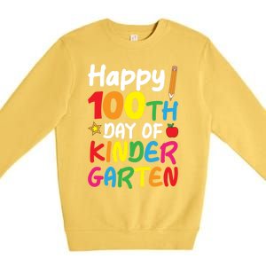 Happy 100th Day Of Kindergarten Teacher Or Student Cool Gift Premium Crewneck Sweatshirt