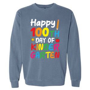 Happy 100th Day Of Kindergarten Teacher Or Student Cool Gift Garment-Dyed Sweatshirt