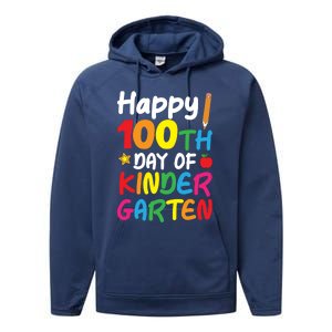 Happy 100th Day Of Kindergarten Teacher Or Student Cool Gift Performance Fleece Hoodie