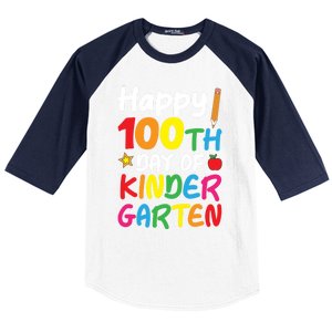 Happy 100th Day Of Kindergarten Teacher Or Student Cool Gift Baseball Sleeve Shirt