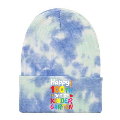 Happy 100th Day Of Kindergarten Teacher Or Student Cool Gift Tie Dye 12in Knit Beanie