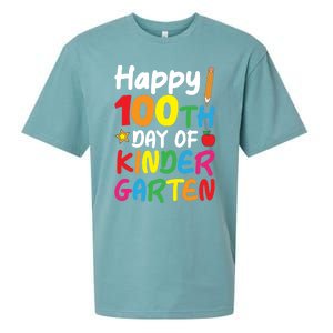 Happy 100th Day Of Kindergarten Teacher Or Student Cool Gift Sueded Cloud Jersey T-Shirt