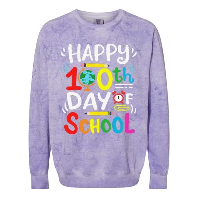 Happy 100th Day Of School 100 Days Of School Teacher Student Colorblast Crewneck Sweatshirt