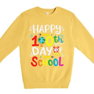 Happy 100th Day Of School 100 Days Of School Teacher Student Premium Crewneck Sweatshirt