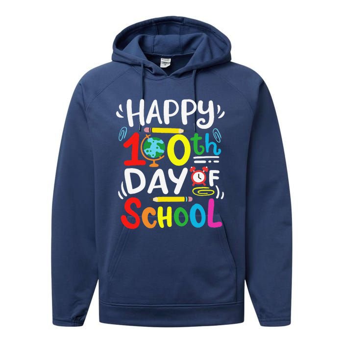 Happy 100th Day Of School 100 Days Of School Teacher Student Performance Fleece Hoodie