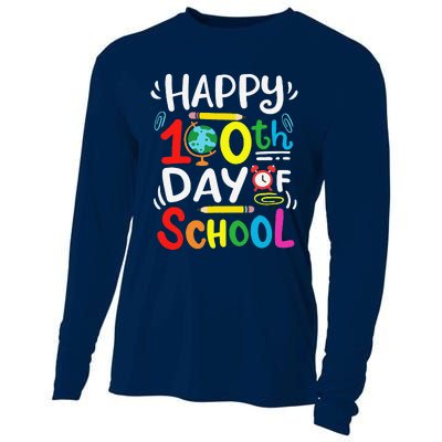 Happy 100th Day Of School 100 Days Of School Teacher Student Cooling Performance Long Sleeve Crew