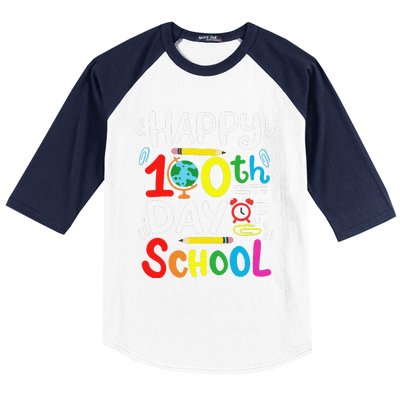 Happy 100th Day Of School 100 Days Of School Teacher Student Baseball Sleeve Shirt