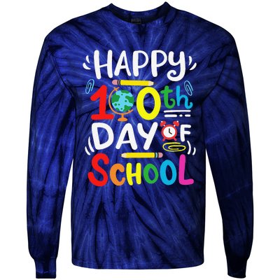 Happy 100th Day Of School 100 Days Of School Teacher Student Tie-Dye Long Sleeve Shirt