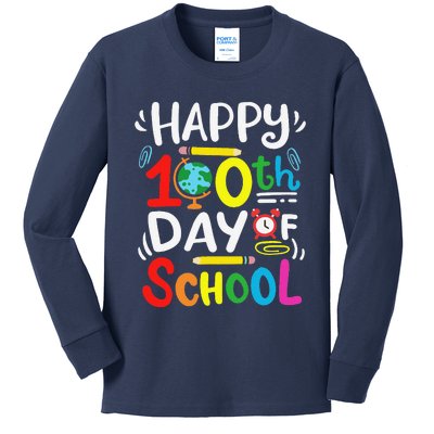 Happy 100th Day Of School 100 Days Of School Teacher Student Kids Long Sleeve Shirt