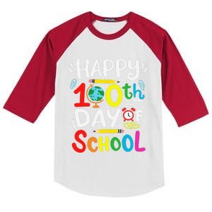 Happy 100th Day Of School 100 Days Of School Teacher Student Kids Colorblock Raglan Jersey