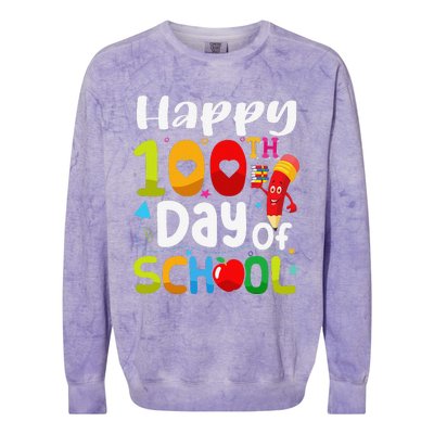 Happy 100th Day Of School 100 Days Of School Teacher Student Colorblast Crewneck Sweatshirt