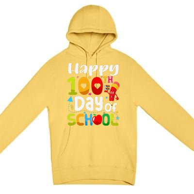 Happy 100th Day Of School 100 Days Of School Teacher Student Premium Pullover Hoodie