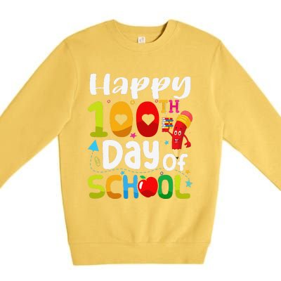 Happy 100th Day Of School 100 Days Of School Teacher Student Premium Crewneck Sweatshirt