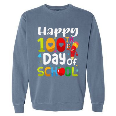 Happy 100th Day Of School 100 Days Of School Teacher Student Garment-Dyed Sweatshirt