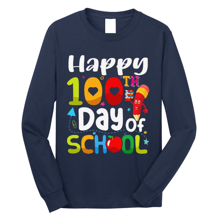 Happy 100th Day Of School 100 Days Of School Teacher Student Long Sleeve Shirt