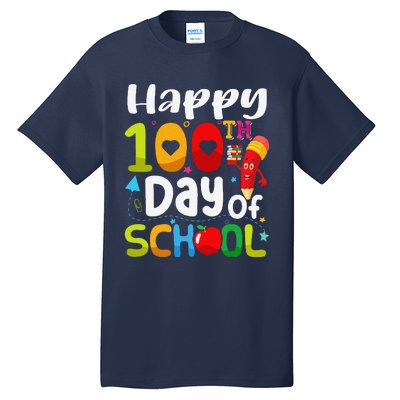 Happy 100th Day Of School 100 Days Of School Teacher Student Tall T-Shirt