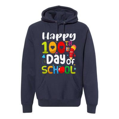 Happy 100th Day Of School 100 Days Of School Teacher Student Premium Hoodie