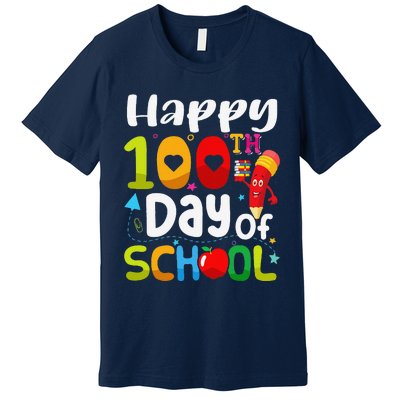 Happy 100th Day Of School 100 Days Of School Teacher Student Premium T-Shirt