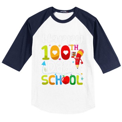 Happy 100th Day Of School 100 Days Of School Teacher Student Baseball Sleeve Shirt