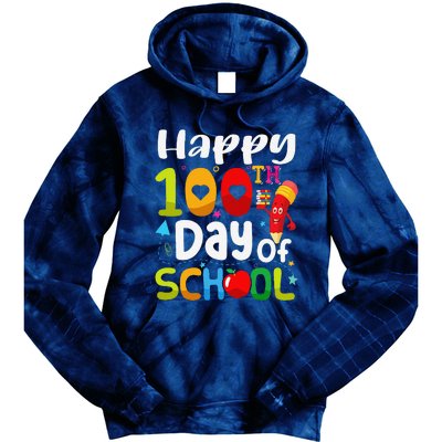 Happy 100th Day Of School 100 Days Of School Teacher Student Tie Dye Hoodie