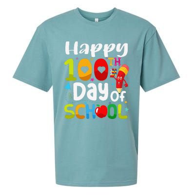 Happy 100th Day Of School 100 Days Of School Teacher Student Sueded Cloud Jersey T-Shirt