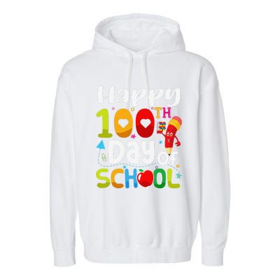 Happy 100th Day Of School 100 Days Of School Teacher Student Garment-Dyed Fleece Hoodie