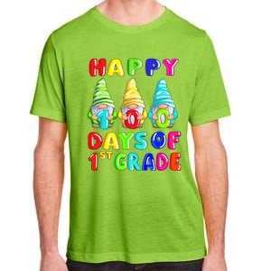 Happy 100th Day Of School First 1st Grade Gnome Teacher Gift Adult ChromaSoft Performance T-Shirt