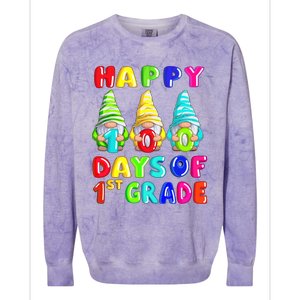 Happy 100th Day Of School First 1st Grade Gnome Teacher Gift Colorblast Crewneck Sweatshirt