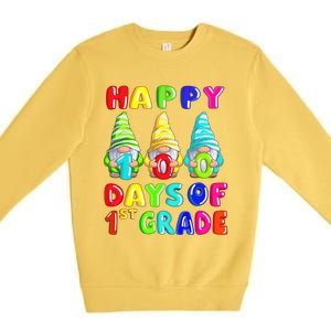 Happy 100th Day Of School First 1st Grade Gnome Teacher Gift Premium Crewneck Sweatshirt