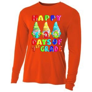 Happy 100th Day Of School First 1st Grade Gnome Teacher Gift Cooling Performance Long Sleeve Crew