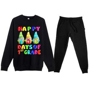 Happy 100th Day Of School First 1st Grade Gnome Teacher Gift Premium Crewneck Sweatsuit Set