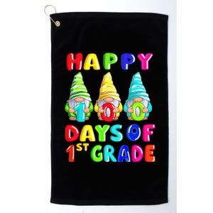 Happy 100th Day Of School First 1st Grade Gnome Teacher Gift Platinum Collection Golf Towel